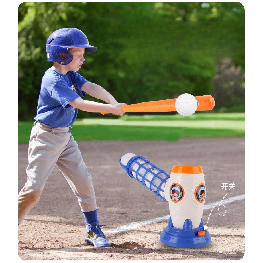 Joc de Baseball Interactiv pentru Copii, Lansator Automat de Mingi, Set cu Bata si 5 Bile Incluse, Plastic ABS, Interior si Exterior, Multicolor