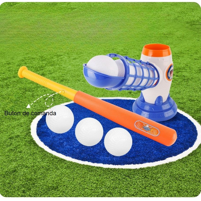 Joc de Baseball Interactiv cu Lansator de Mingi, Set de Antrenament cu Buton si Servire Automata, Plastic ABS, Include Bata de 59 cm si 5 Mingi, Multicolor