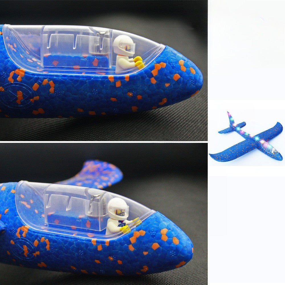 Avion Planor Cu Pilot, Zbor Stabil Cu Lumini, Polistiren, 47 cm, Albastru