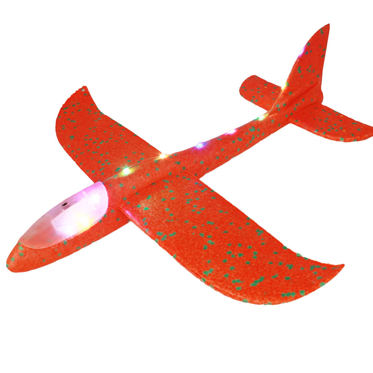 Avion Planor Cu Pilot, Zbor Stabil Cu Lumini LED, Polistiren EPP, 47 cm, Rosu