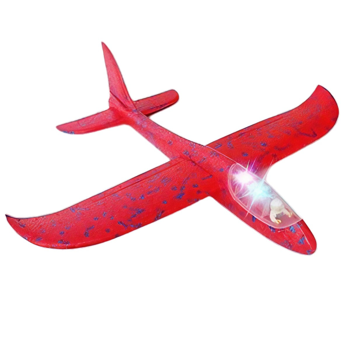 Avion Planor Cu Pilot, Zbor Stabil Cu Lumini În Cabină, Polistiren, 47 cm, Roșu