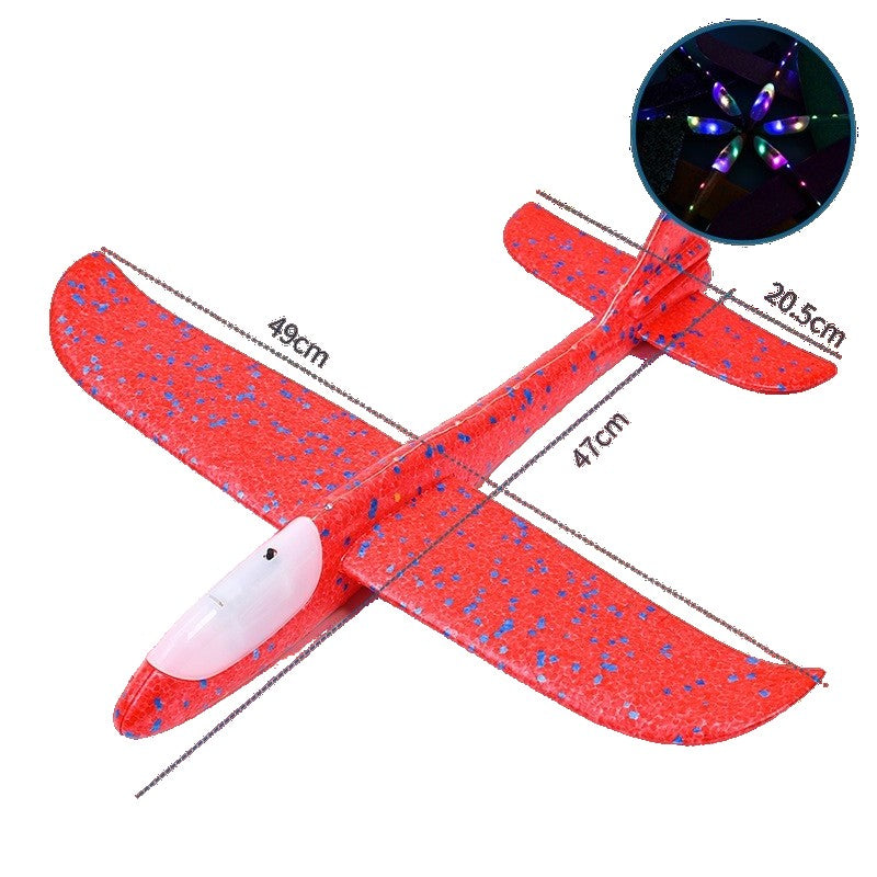 Avion Planor cu Lumini și Funcție Slalom, Material Poliester, 48 cm, Roșu