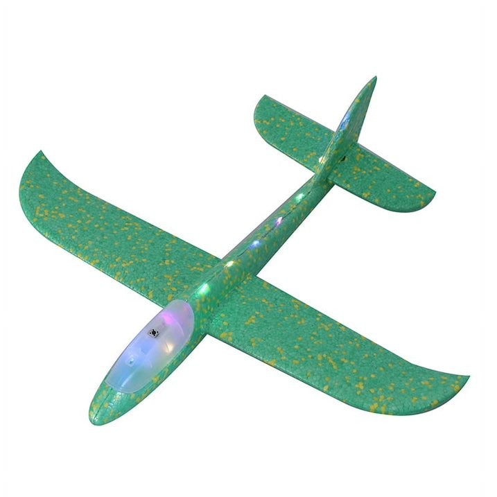 Avion Planor, cu Lumini și Funcție Slalom, Poliester, 48 cm, Verde