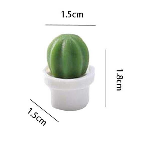 Set 6 Magneti De Frigider Decorativi, Model Cactusi In Ghiveci Si Frunze, Material ABS Ecologic, Verde/Alb