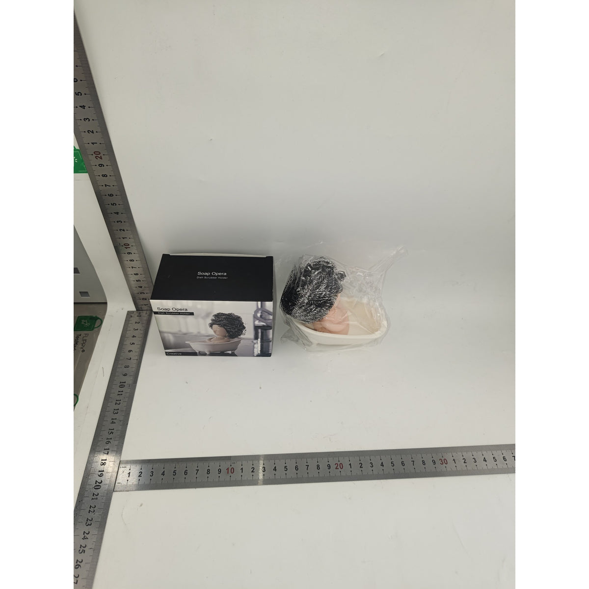 Suport pentru Burete si Sarma de Vase, Organizator Chiuveta Design Mini Cada, Material ABS, 11 x 9 x 6.2 cm, Alb/Bej