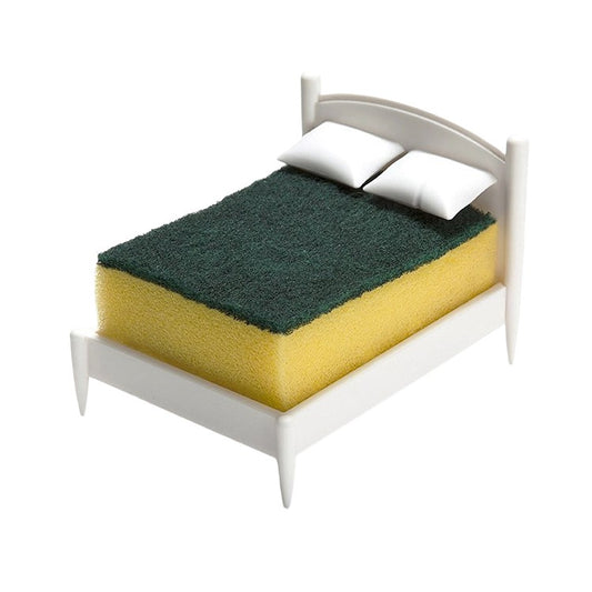 Suport de Scurgere pentru Burete si Sarma, Organizator Chiuveta cu Design in Forma de Pat, Material ABS Ecologic, 11 x 7.2 x 8.2 cm, Alb
