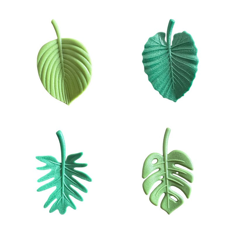 Set 4 Magneti De Frigider, Model Frunze Decorative, Material ABS Ecologic Si Magnet, Verde, Set 4 Bucati