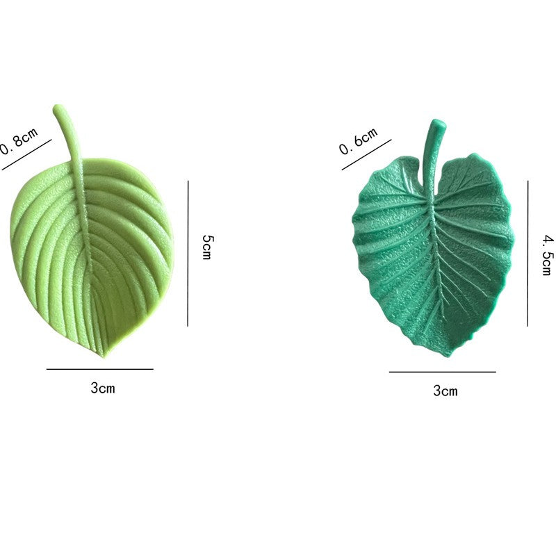 Set 4 Magneti De Frigider, Model Frunze Decorative, Material ABS Ecologic Si Magnet, Verde, Set 4 Bucati