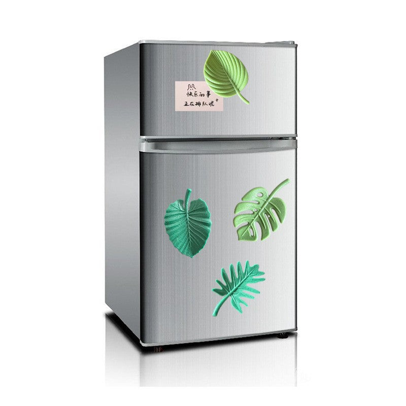 Set 4 Magneti De Frigider, Model Frunze Decorative, Material ABS Ecologic Si Magnet, Verde, Set 4 Bucati