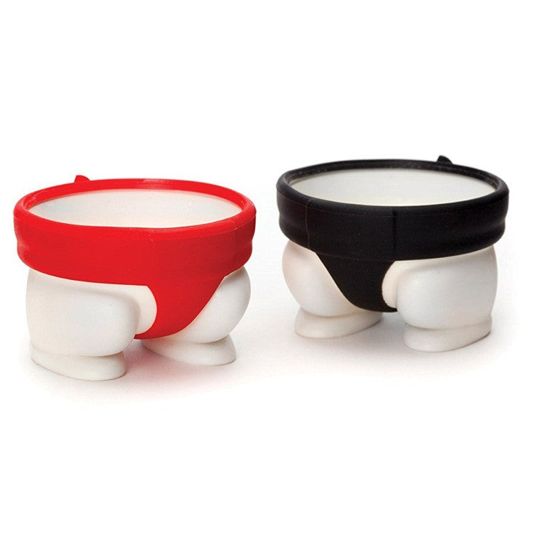 Set 2 Suporturi pentru Oua Fierte, Design Sumo, Accesorii Bucatarie, Silicon si PP, Multicolor, 2 Piese