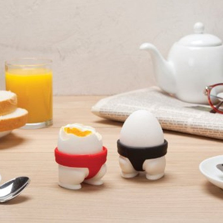 Set 2 Suporturi pentru Oua Fierte, Design Sumo, Accesorii Bucatarie, Silicon si PP, Multicolor, 2 Piese