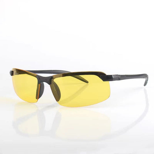 Ochelari Polarizati pentru Condus Noaptea si Night Vision, Lentile Galbene Antiorbire, Ideali pentru Ciclism si Sport, Material PC, Rama Neagra, 14 x 3.7 cm, 15.2 g