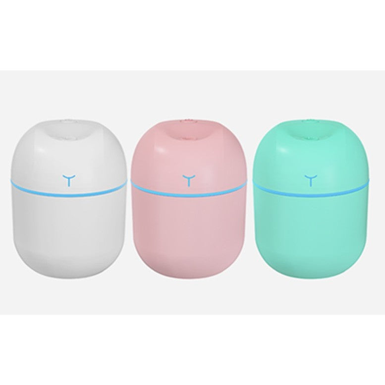 Mini Umidificator Portabil cu Ultrasunete, Functie Aromaterapie si Purificare Aer, Lumina Ambientala LED, 2 Moduri Vaporizare, Alimentare USB, Rezervor 220 ml, Silentios, Alb