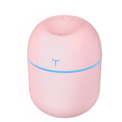 Mini Umidificator Portabil cu Ultrasunete, Purificator Aer si Functie Aromaterapie, Silentios, 2 Moduri de Pulverizare, Lumina Ambientala, Incarcare USB, Material ABS, 220 ml, Roz