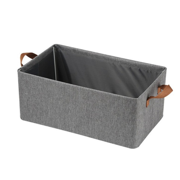 Cutie de Depozitare Tip Cos pentru Haine si Jucarii, Organizator Pliabil cu Cadru Metalic si Fereastra Transparenta, Material Textil Bumbac si In, 50 l, 47x35x30 cm, Gri