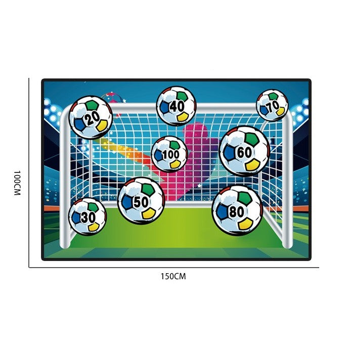 Set Fotbal de Antrenament pentru Copii, Joc Recreativ cu Poarta din Flanel si Mingi cu Scai, Material Textil Pliabil, 150 x 100 cm, Multicolor