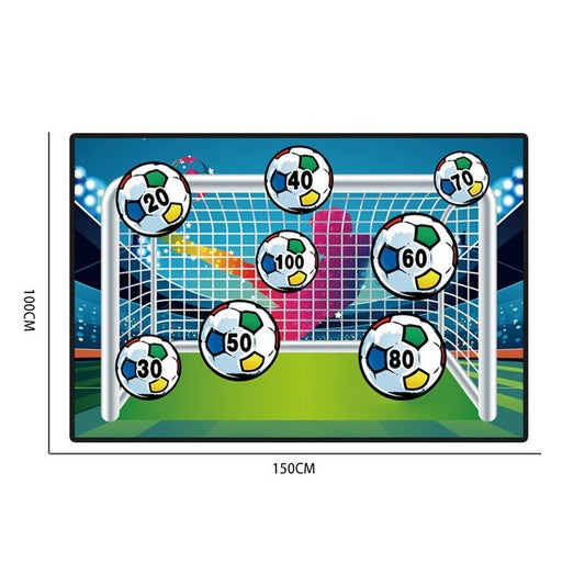 Set Fotbal de Antrenament pentru Copii, Joc Recreativ cu Poarta din Flanel si Mingi cu Scai, Material Textil Pliabil, 150 x 100 cm, Multicolor