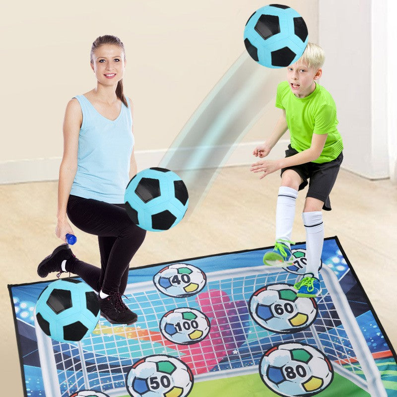 Set Fotbal de Antrenament pentru Copii, Joc Recreativ cu Poarta din Flanel si Mingi cu Scai, Material Textil Pliabil, 150 x 100 cm, Multicolor