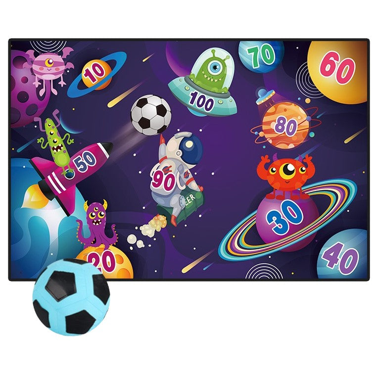 Joc de Fotbal cu Scai pentru Copii, Panou de Punctaj cu Tinte Extraterestri, Material Textil Flanel, Pliabil, Interior si Exterior, 150 x 100 cm