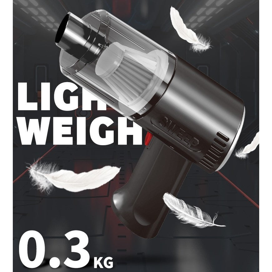 Aspirator Portabil Fara Fir Tip Pistol K7, Putere Aspirație 9000PA, Filtru HEPA, Incarcare USB, Baterie 1800mAh, Autonomie 30 Min, Negru