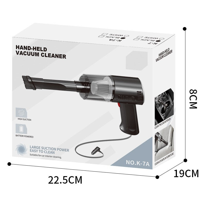Aspirator Portabil Auto si de Casa K7A, Tip Pistol, Putere 9000PA, Filtru HEPA, Incarcare USB, 120W, Negru, 36 x 17 cm