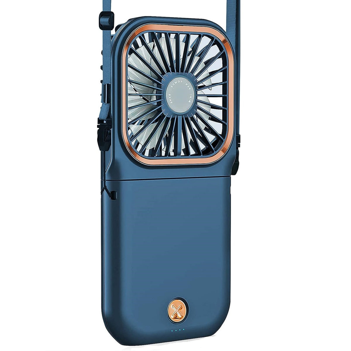 Ventilator Portabil 3 in 1, Mini Ventilator de Mana, Gat si Birou, Pliabil la 180 Grade, Baterie 3000 mAh, Afisaj Digital, Incarcare USB, 3 Trepte de Viteza, Suport Telefon, Albastru