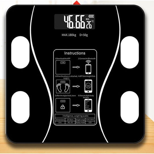 Cantar Electronic De Baie Inteligent, Analiza Corporala Prin Bluetooth Si Aplicatie Smartphone, Ecran Digital Iluminat Cu Termometru, Sticla Securizata, Maxim 180 Kg, 26 x 26 cm