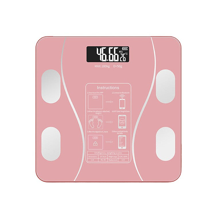 Cantar Electronic de Baie Inteligent, Monitorizare 19 Indici Corporali prin Aplicatie Smartphone si Bluetooth, Senzor de Temperatura, Sticla Securizata, Maxim 180 kg, 26 x 26 cm, Roz