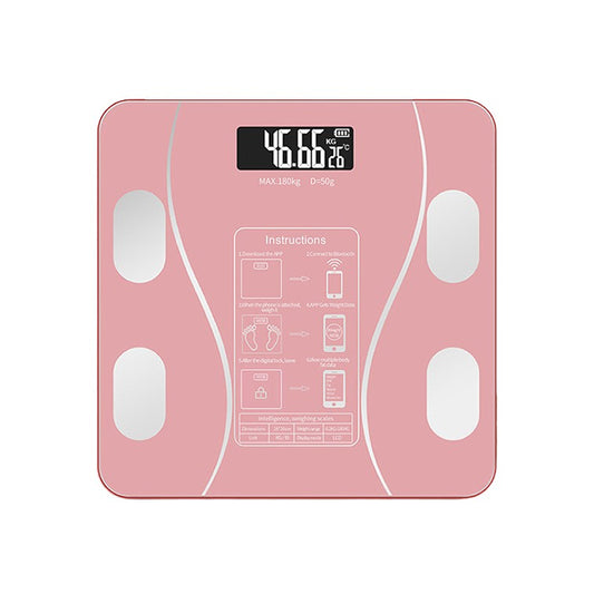 Cantar Electronic de Baie Inteligent, Monitorizare 19 Indici Corporali prin Aplicatie Smartphone si Bluetooth, Senzor de Temperatura, Sticla Securizata, Maxim 180 kg, 26 x 26 cm, Roz