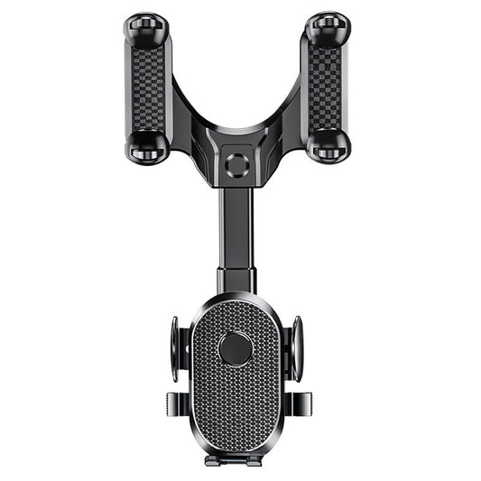 Suport Telefon Auto Pentru Oglinda Retrovizoare, Rotire 360 Grade, Brat Ajustabil Si Clema Silicon, Material ABS, Negru