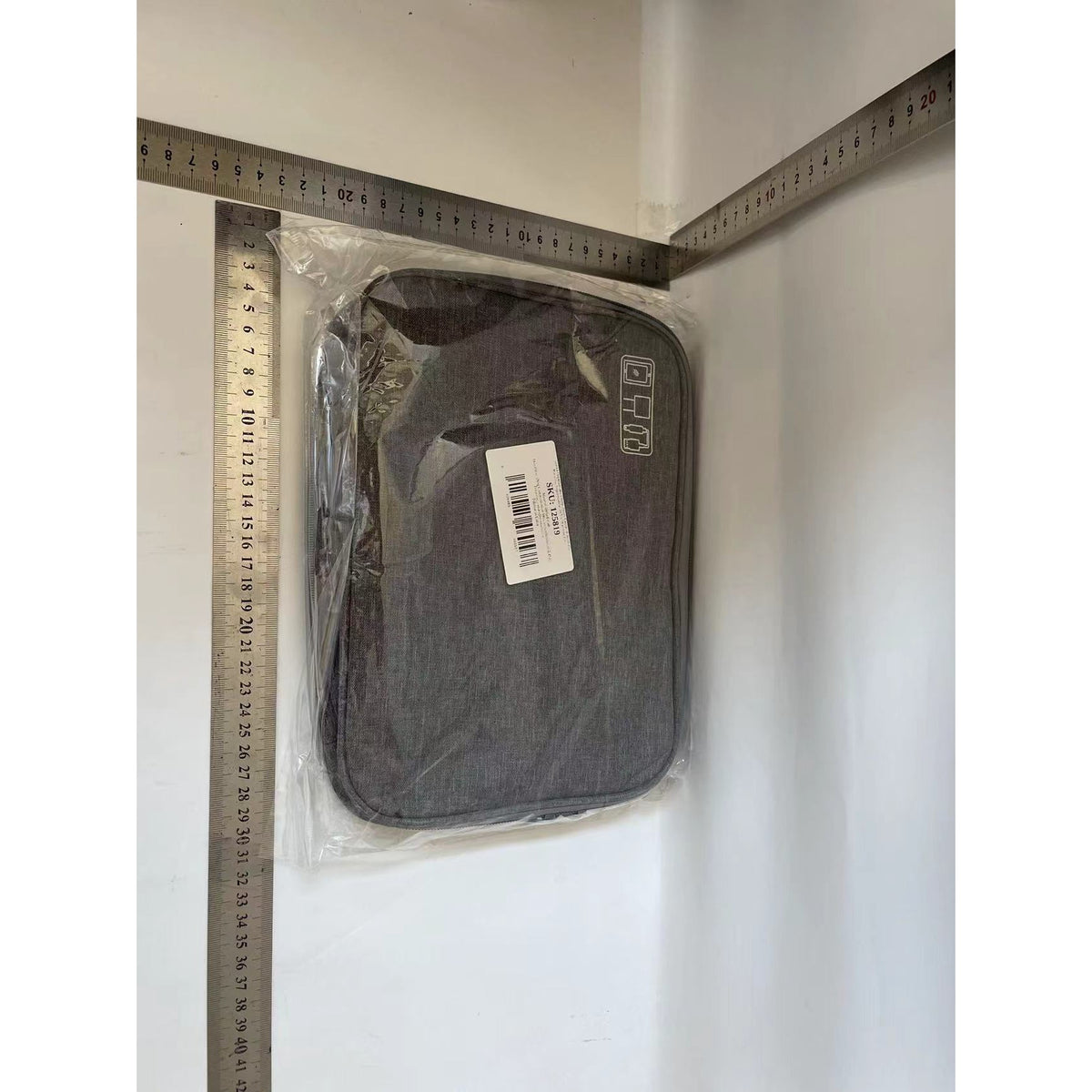 Geanta Organizatoare pentru Cabluri si Accesorii, Portabila si Impermeabila, Compartimentare Reglabila, Poliester, 24.5 x 18 x 10 cm, Gri
