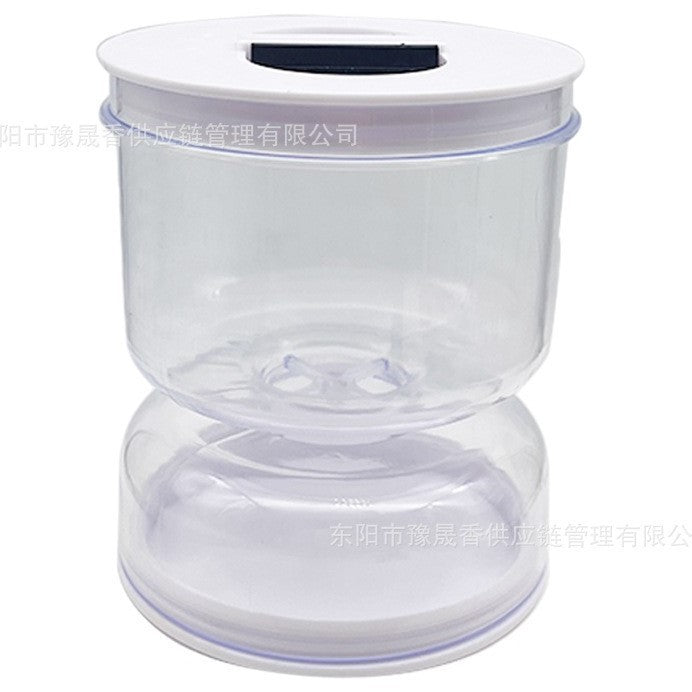 Borcan pentru Muraturi cu Separator de Lichid, Recipient Tip Clepsidra pentru Masline si Kimchi, Inchidere Ermetica, Plastic ABS si PP, 800 ml, Alb, 13x11 cm