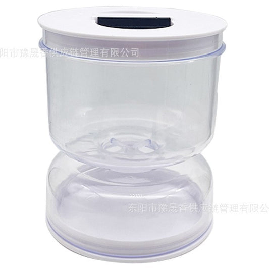 Borcan pentru Muraturi cu Separator de Lichid, Recipient Tip Clepsidra pentru Masline si Kimchi, Inchidere Ermetica, Plastic ABS si PP, 800 ml, Alb, 13x11 cm
