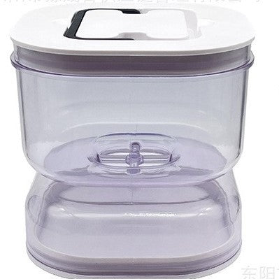 Borcan Pentru Muraturi Si Masline Cu Separator Lichid, Recipient Tip Clepsidra Pentru Decantare, Inchidere Ermetica, Material ABS Si PP, 1400 ml, Alb/Transparent, 13.5x9.5 cm