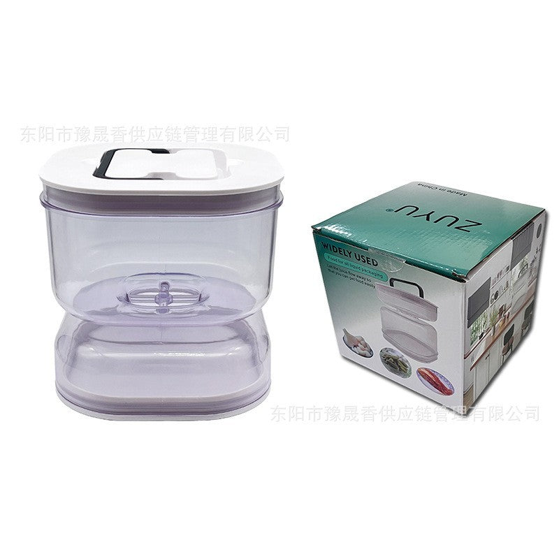 Borcan Pentru Muraturi Si Masline Cu Separator Lichid, Recipient Tip Clepsidra Pentru Decantare, Inchidere Ermetica, Material ABS Si PP, 1400 ml, Alb/Transparent, 13.5x9.5 cm