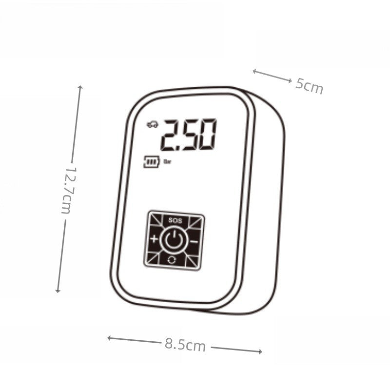 Pompa de Aer Wireless, Compresor Portabil 150 PSI, Afisaj Digital LCD si Lanterna LED, Acumulator 2000 mAh, Pentru Masina, Bicicleta si Mingi, ABS, Negru
