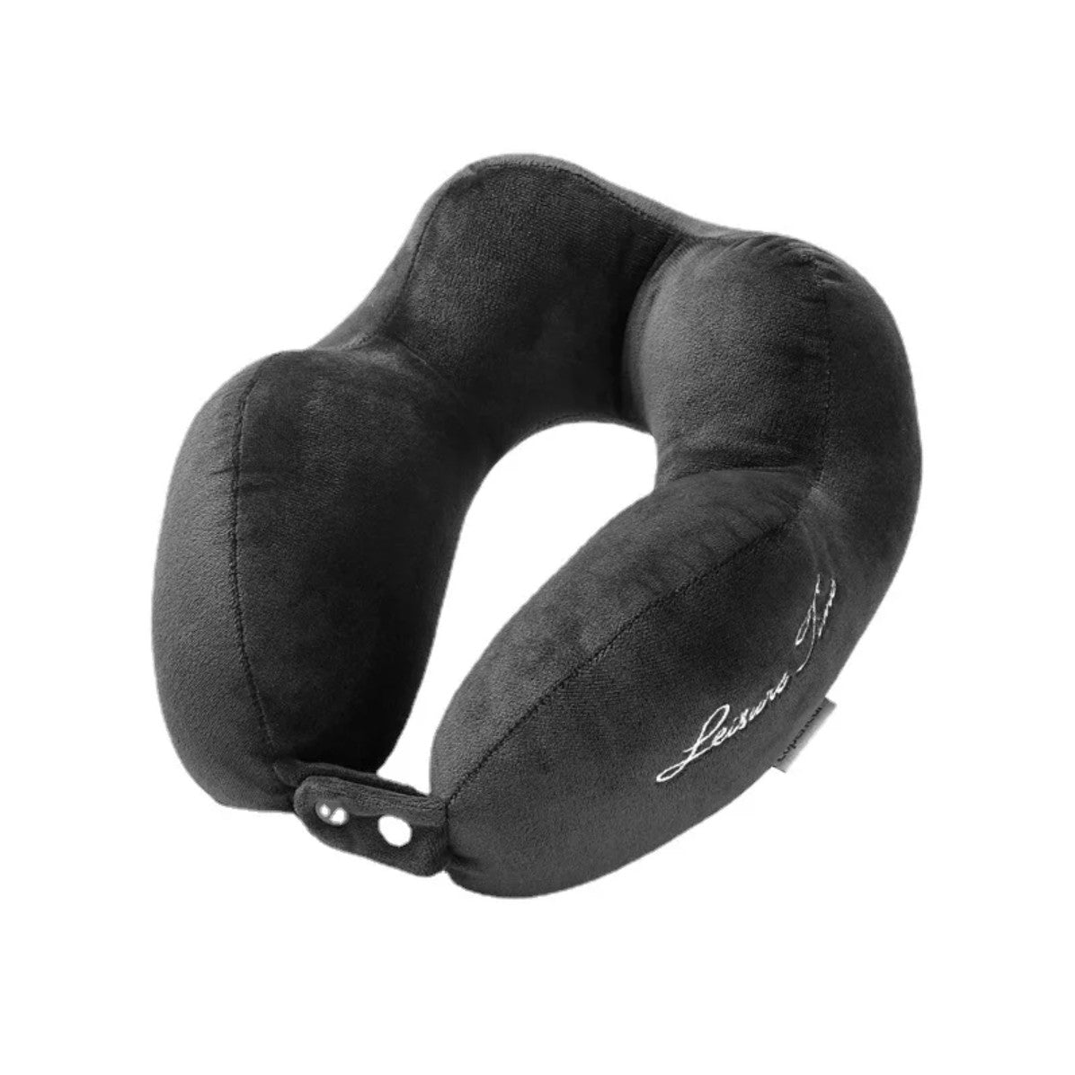 Perna de Calatorie pentru Gat, Design Ergonomic cu 4 Cocoase, Suport Cervical Ajustabil si Sistem Prindere cu Capse, Bumbac, 28x28x10 cm, Gri