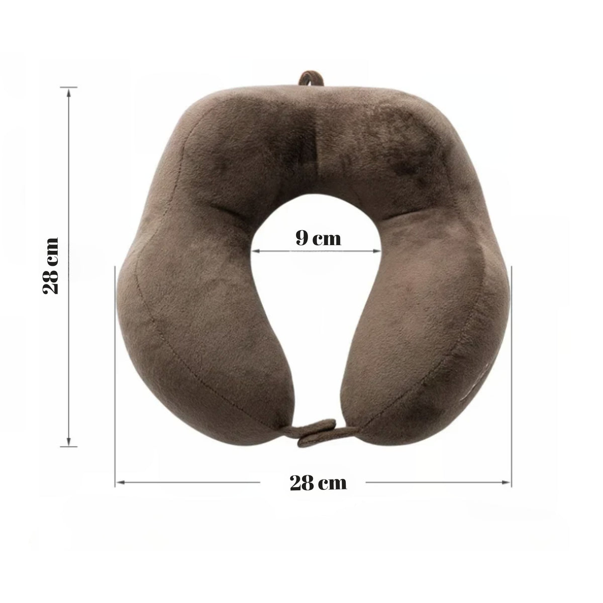 Perna Calatorie Pentru Gat, Suport Cervical Ergonomic cu 4 Cocoase si Design 3D, Sistem Ajustabil cu Capse, Bumbac, 28 x 28 x 10 cm, Maro