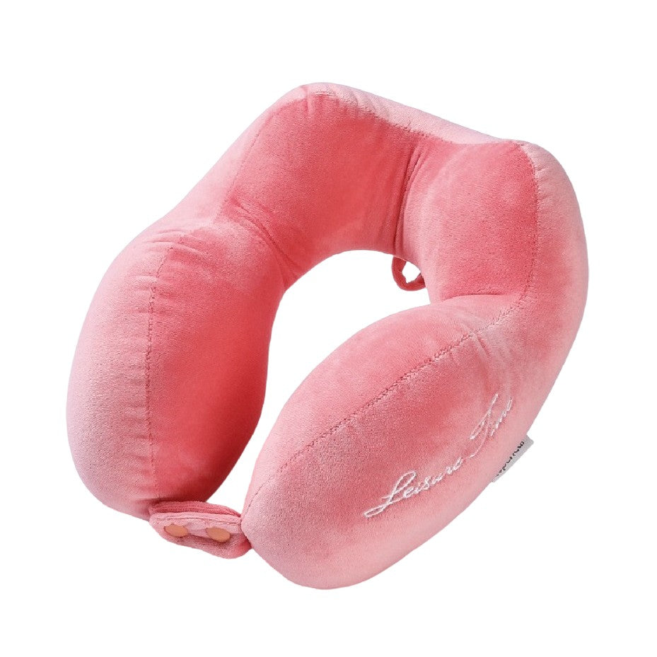Perna de Calatorie pentru Gat, Design Ergonomic cu 4 Cocoase si Suport 3D, Sistem de Prindere cu Capse, Bumbac, Roz, 28 x 28 x 10 cm