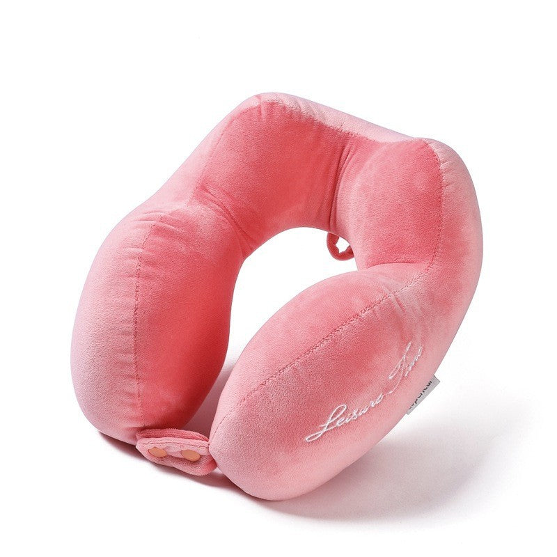 Perna de Calatorie pentru Gat, Design Ergonomic cu 4 Cocoase si Suport 3D, Sistem de Prindere cu Capse, Bumbac, Roz, 28 x 28 x 10 cm