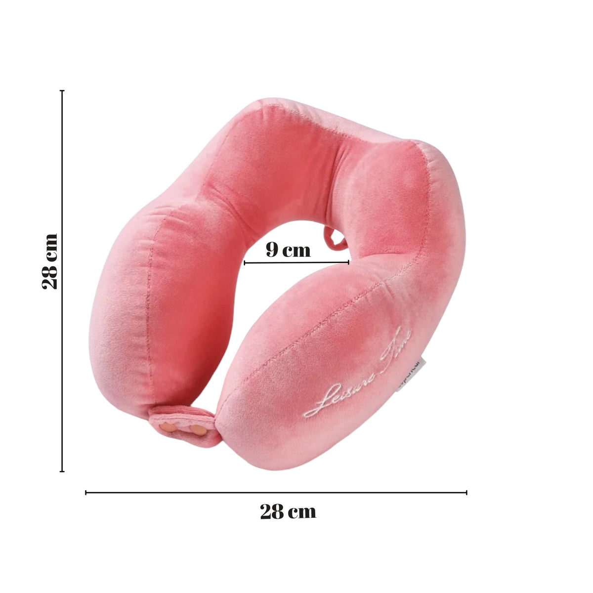 Perna de Calatorie pentru Gat, Design Ergonomic cu 4 Cocoase si Suport 3D, Sistem de Prindere cu Capse, Bumbac, Roz, 28 x 28 x 10 cm