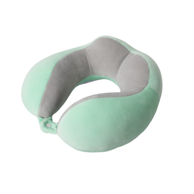 Perna de Voiaj pentru Gat, Suport Cervical cu 4 Cocoase, Design Ergonomic 3D, Sistem Prindere Capse, Bumbac, 28 x 28 x 10 cm, Verde