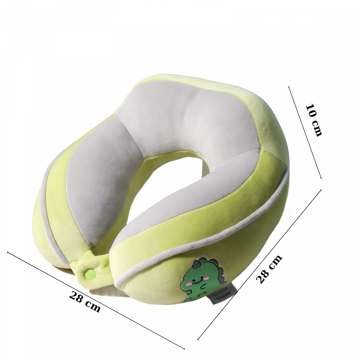 Perna de Calatorie pentru Gat si Cap, Suport Cervical cu Prindere prin Capsa, Umplutura Bumbac, Model Brodat Crocodil, Verde, 28x28x10 cm