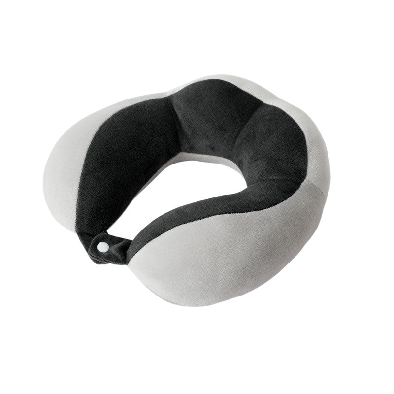 Perna de Voiaj pentru Gat, Design Ergonomic cu 4 Cocoase, Suport Cervical Avion si Masina, Sistem Prindere cu Capse, Bumbac, 28 x 28 x 10 cm, Negru