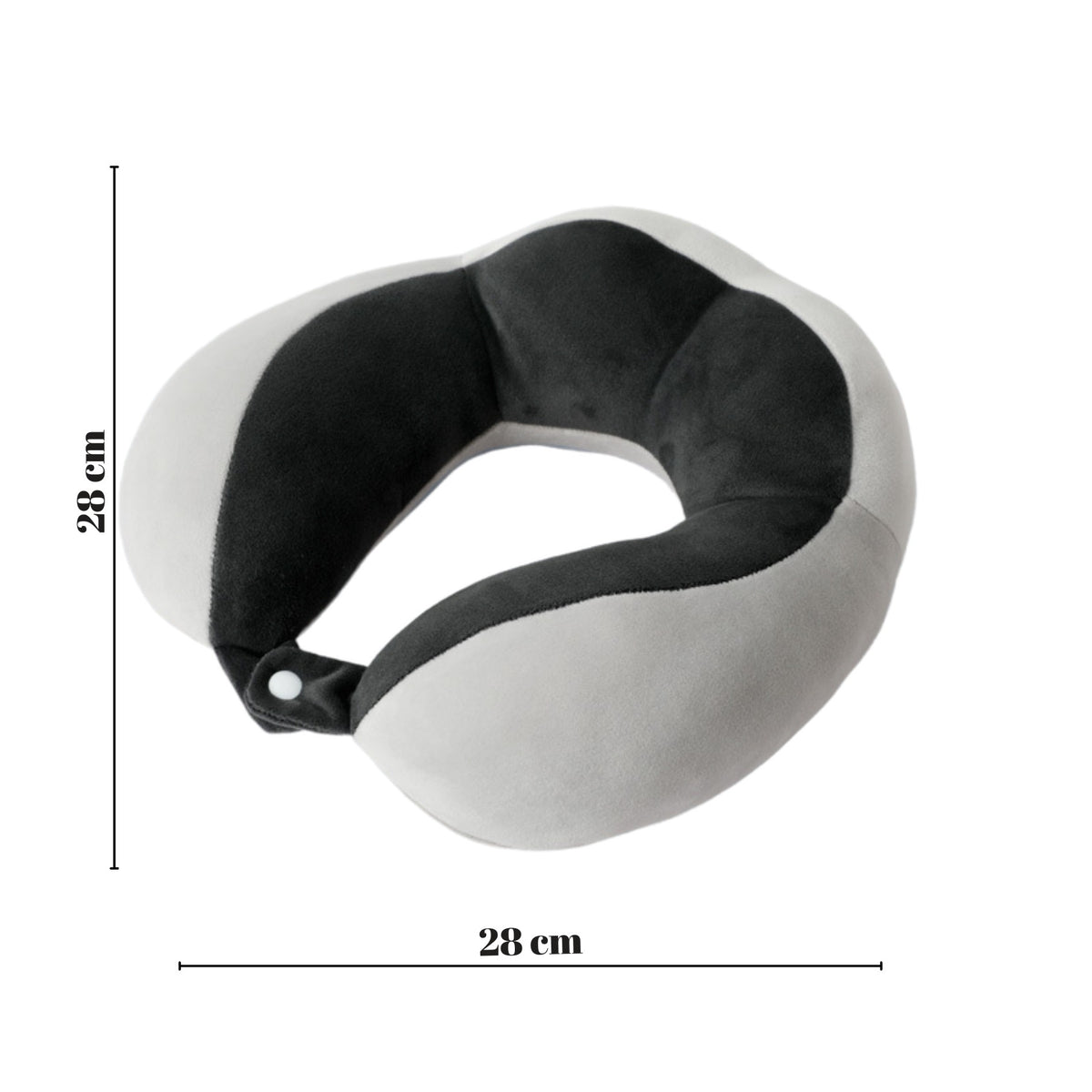 Perna de Voiaj pentru Gat, Design Ergonomic cu 4 Cocoase, Suport Cervical Avion si Masina, Sistem Prindere cu Capse, Bumbac, 28 x 28 x 10 cm, Negru