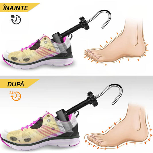 Set 2 Calapoade Reglabile pentru Largit si Alungit Pantofi, Sanuri Universale cu Accesorii si Incaltator, ABS Premium, Marime 35-42, Galben/Negru