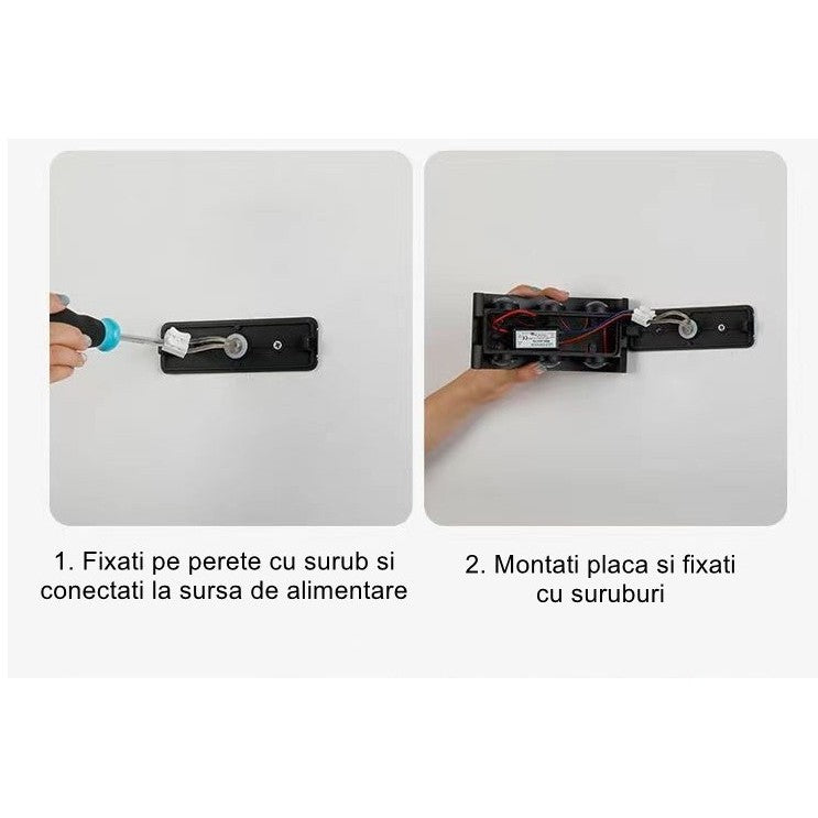 Aplica LED de Perete, Interior si Exterior, Rezistenta la Umezeala, Putere 8 W, Corp din Aluminiu, Design Modern, Negru, 22x8 cm