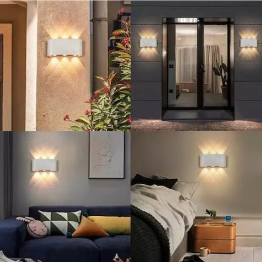 Aplica LED Perete Interior si Exterior, Protectie IP65 Rezistenta la Apa, Alimentare Solara 8 W, Lumina Calda, Corp Aluminiu, 22x8 cm, Alb