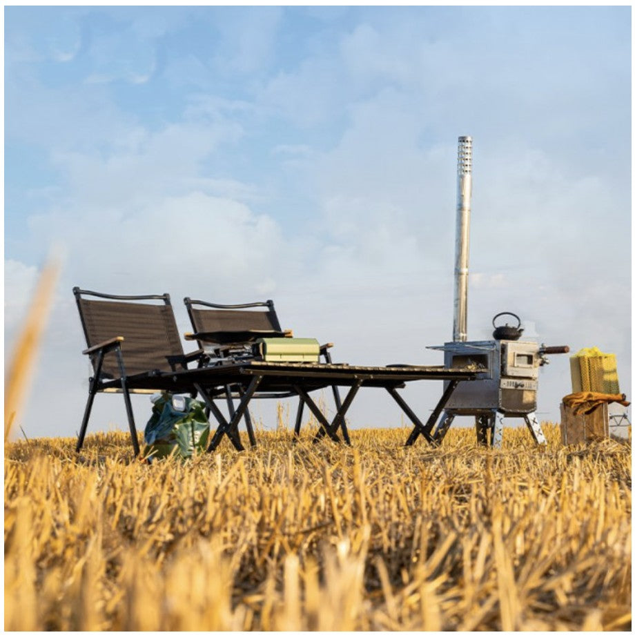 Masa Camping Pliabila, Masa Portabila pentru Picnic si Exterior, Cadru Aluminiu cu 3 Perechi de Picioare, Blat PVC, 120x60x43 cm, Negru