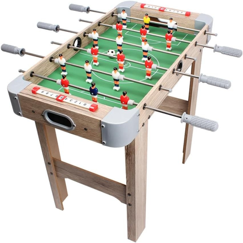 Masa de Fotbal cu Picioare pentru Copii si Adulti, Joc de Masa cu 18 Jucatori si 6 Manere, Lemn si Metal, 70 x 36 x 64 cm, Gri